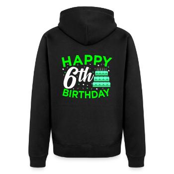 6. Geburtstag - Unisex Premium Bio Zip Hoodie - Schwarz - Hinten - Nico (187cm)