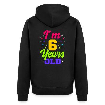 6. Geburtstag - Unisex Premium Bio Zip Hoodie - Schwarz - Hinten - Nico (187cm)