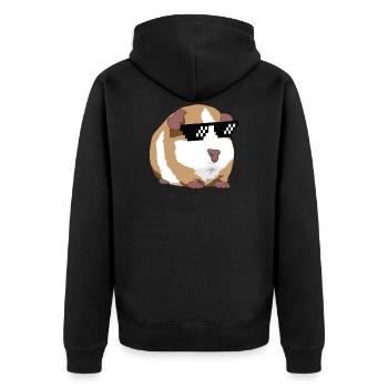 Meerschweinchen - Unisex Premium Bio Zip Hoodie - Schwarz - Hinten - Nico (187cm)
