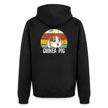 Meerschweinchen - Unisex Premium Bio Zip Hoodie - Schwarz - Hinten - Nico (187cm)