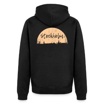 Stockholm - Unisex Premium Bio Zip Hoodie - Schwarz - Hinten - Nico (187cm)