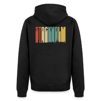 Stockholm - Unisex Premium Bio Zip Hoodie - Schwarz - Hinten - Nico (187cm)