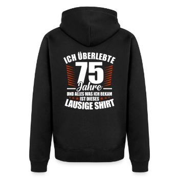 75. Geburtstag - Unisex Premium Bio Zip Hoodie - Schwarz - Hinten - Nico (187cm)