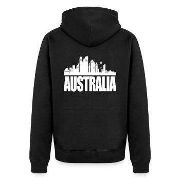 Australien - Unisex Premium Bio Zip Hoodie - Schwarz - Hinten - Nico (187cm)