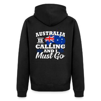 Australia - Unisex Premium Organic Zip Hoodie - black - Back - Nico (187cm)