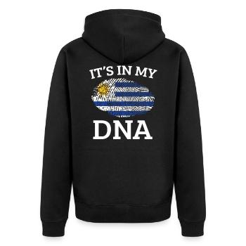 Uruguay - Unisex Premium Organic Zip Hoodie - black - Back - Nico (187cm)