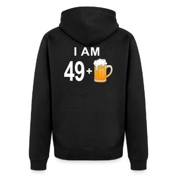 50ème anniversaire - Veste à capuche bio Premium Unisexe - noir - Dos - Nico (187cm)