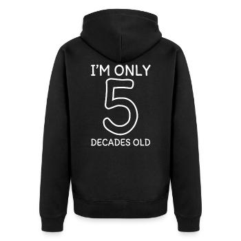 50th birthday - Unisex Premium Organic Zip Hoodie - black - Back - Nico (187cm)