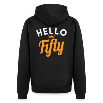 50. Geburtstag - Unisex Premium Bio Zip Hoodie - Schwarz - Hinten - Nico (187cm)