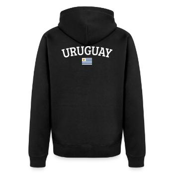 Uruguay - Unisex Premium Organic Zip Hoodie - black - Back - Nico (187cm)