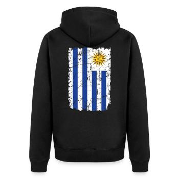 Uruguay - Unisex Premium Organic Zip Hoodie - black - Back - Nico (187cm)