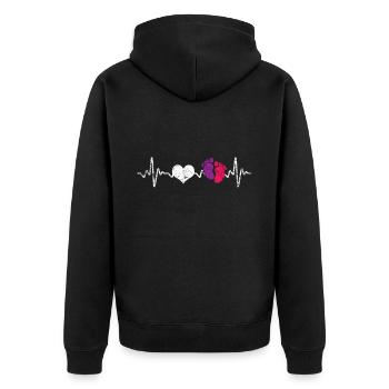 Hebamme Herzschlag - Unisex Premium Bio Zip Hoodie - Schwarz - Hinten - Nico (187cm)