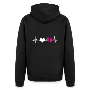Hebamme Puls Herz - Unisex Premium Bio Zip Hoodie - Schwarz - Hinten - Nico (187cm)