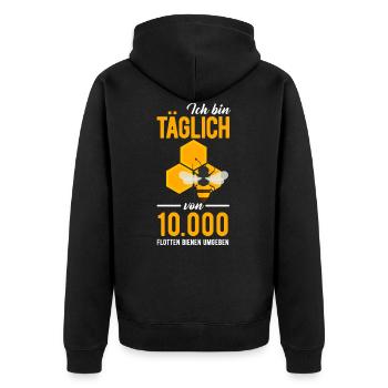Imker - Unisex Premium Bio Zip Hoodie - Schwarz - Hinten - Nico (187cm)