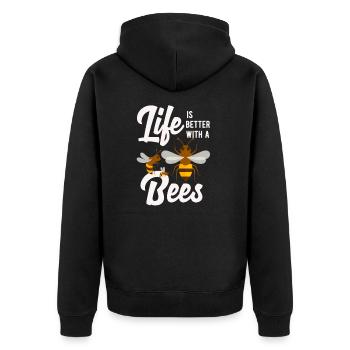 Imker - Unisex Premium Bio Zip Hoodie - Schwarz - Hinten - Nico (187cm)