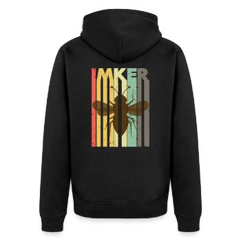 Imker - Unisex Premium Bio Zip Hoodie - Schwarz - Hinten - Nico (187cm)