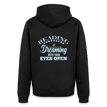 Lesen Fantasie - Unisex Premium Bio Zip Hoodie - Schwarz - Hinten - Nico (187cm)