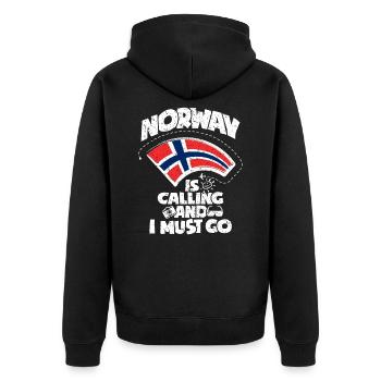 Norway - Unisex Premium Organic Zip Hoodie - black - Back - Nico (187cm)