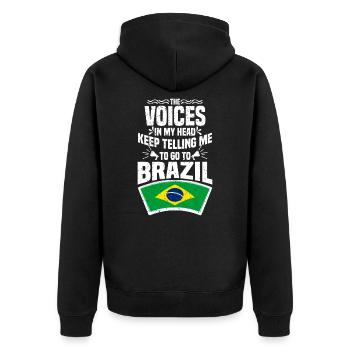 Brasilien - Unisex Premium Bio Zip Hoodie - Schwarz - Hinten - Nico (187cm)
