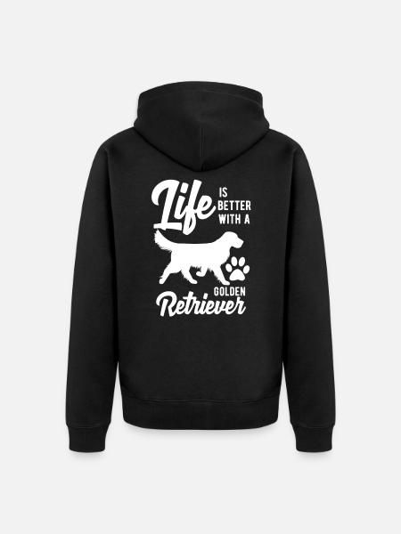 Golden Retriever - Unisex Premium Bio Zip Hoodie - Schwarz