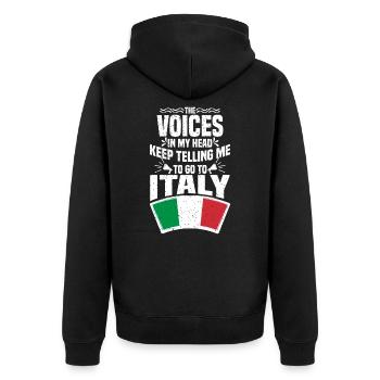 Italy - Unisex Premium Organic Zip Hoodie - black - Back - Nico (187cm)