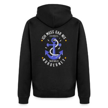 Norderney - Unisex Premium Bio Zip Hoodie - Schwarz - Hinten - Nico (187cm)