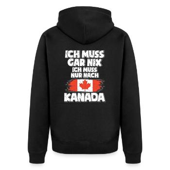 Kanada - Unisex Premium Bio Zip Hoodie - Schwarz - Hinten - Nico (187cm)