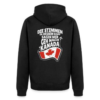 Kanada - Unisex Premium Bio Zip Hoodie - Schwarz - Hinten - Nico (187cm)