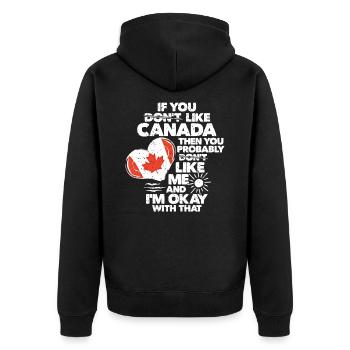 Kanada - Unisex Premium Bio Zip Hoodie - Schwarz - Hinten - Nico (187cm)