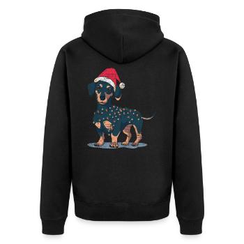 Dackel Weihnachten - Unisex Premium Bio Zip Hoodie - Schwarz - Hinten - Nico (187cm)