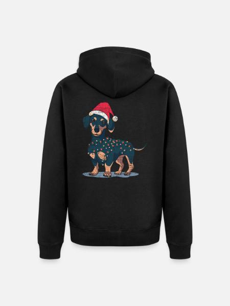 Dachshund Christmas - Unisex Premium Organic Zip Hoodie - black