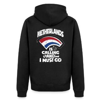 Netherlands - Unisex Premium Organic Zip Hoodie - black - Back - Nico (187cm)
