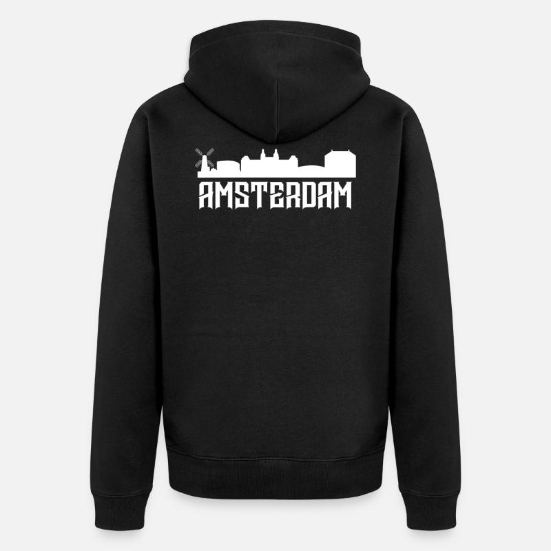 Amsterdam - Unisex Premium Bio Zip Hoodie - Schwarz