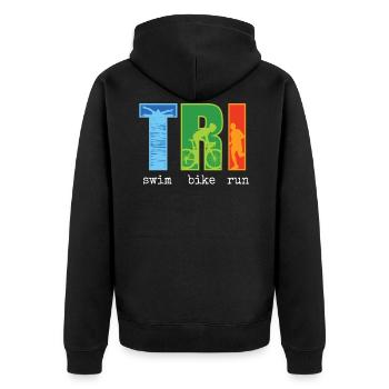 Triathlon - Unisex Premium Organic Zip Hoodie - black - Back - Nico (187cm)