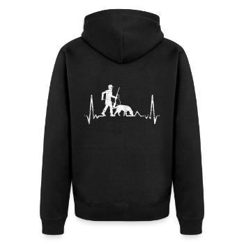 Jagdhund Herzschlag - Unisex Premium Bio Zip Hoodie - Schwarz - Hinten - Nico (187cm)