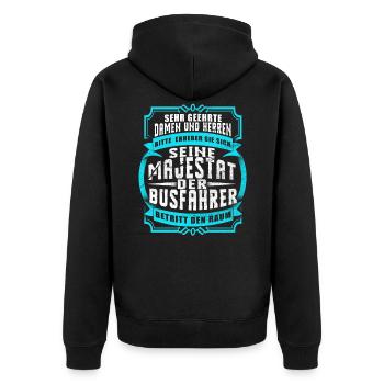 Busfahrer - Unisex Premium Bio Zip Hoodie - Schwarz - Hinten - Nico (187cm)