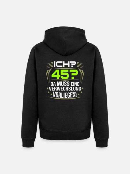 45th birthday - Unisex Premium Organic Zip Hoodie - black