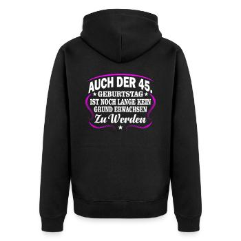 45. Geburtstag - Unisex Premium Bio Zip Hoodie - Schwarz - Hinten - Nico (187cm)