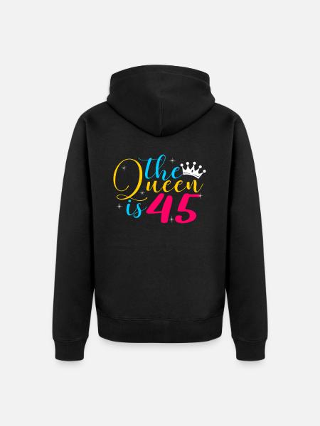 45th birthday - Unisex Premium Organic Zip Hoodie - black