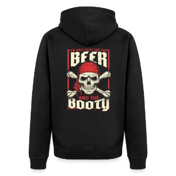 Pirat - Unisex Premium Bio Zip Hoodie - Schwarz - Hinten - Nico (187cm)