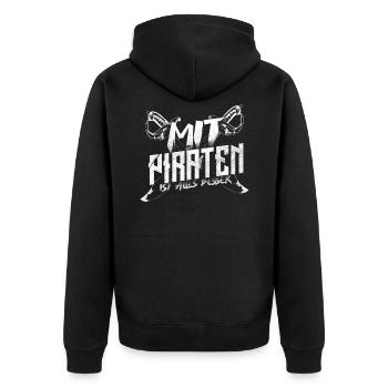 Pirat - Unisex Premium Bio Zip Hoodie - Schwarz - Hinten - Nico (187cm)
