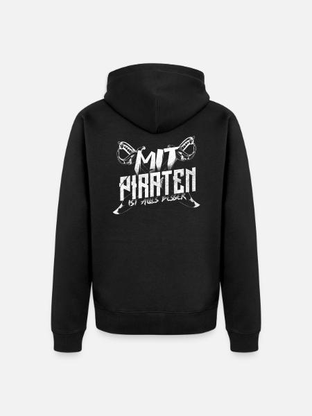 pirate - Unisex Premium Organic Zip Hoodie - black