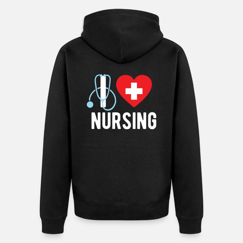 Krankenschwester/ Krankenpfleger Nurse Geschenk - Unisex Premium Bio Zip Hoodie - Schwarz