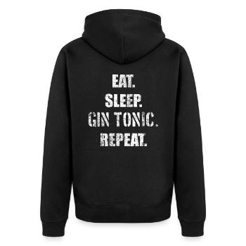 Gin Trinker - Unisex Premium Bio Zip Hoodie - Schwarz - Hinten - Nico (187cm)