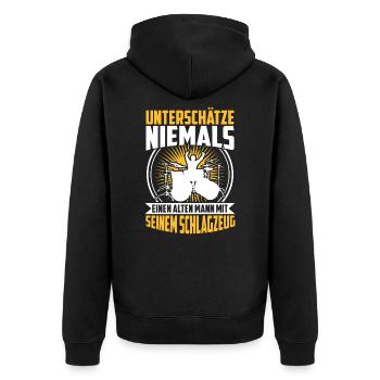 Drums - Unisex Premium Organic Zip Hoodie - black - Back - Nico (187cm)