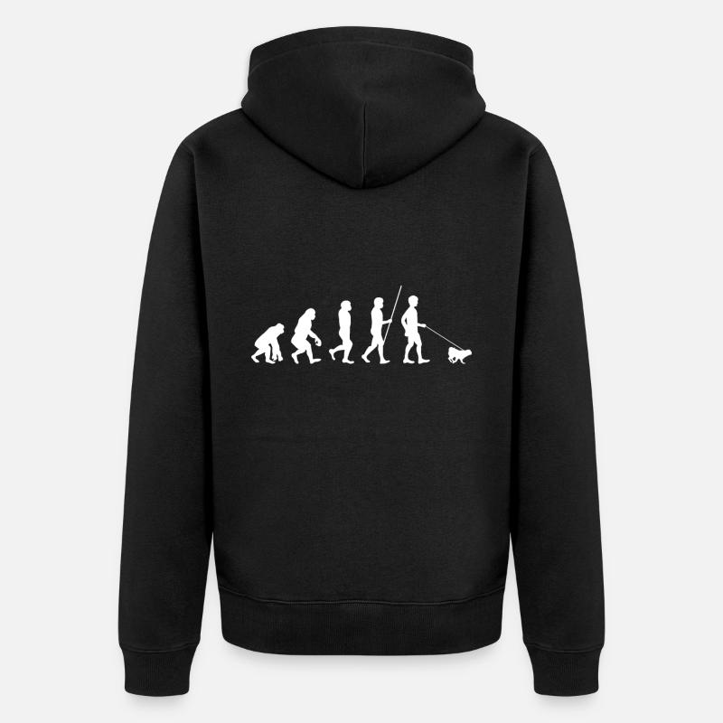 Evolution Pug - Unisex Premium Organic Zip Hoodie - black