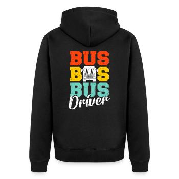 Busfahrer - Unisex Premium Bio Zip Hoodie - Schwarz - Hinten - Nico (187cm)