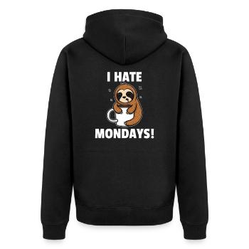 I Hate Mondays - Ich Hasse Montage Müdes Faultier - Unisex Premium Bio Zip Hoodie - Schwarz - Hinten - Nico (187cm)