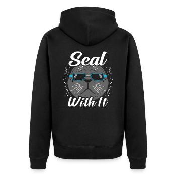 Seal Seal Water Sea Sweet Gift - Unisex Premium Organic Zip Hoodie - black - Back - Nico (187cm)