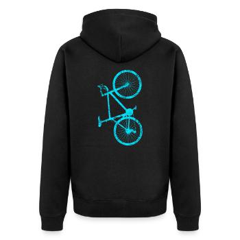 Fahrrad Sport - Unisex Premium Bio Zip Hoodie - Schwarz - Hinten - Nico (187cm)